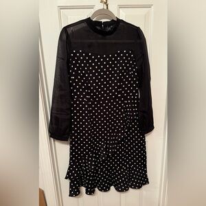 VIMLY / Black/ White polkadot Ruffle Midi Dress Size XL
